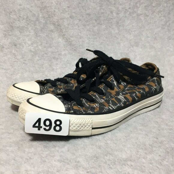 Converse All Star Women 6 Shoes Low Top Shoe Cheetah Leopard Sneaker Brown Black - Picture 10 of 10